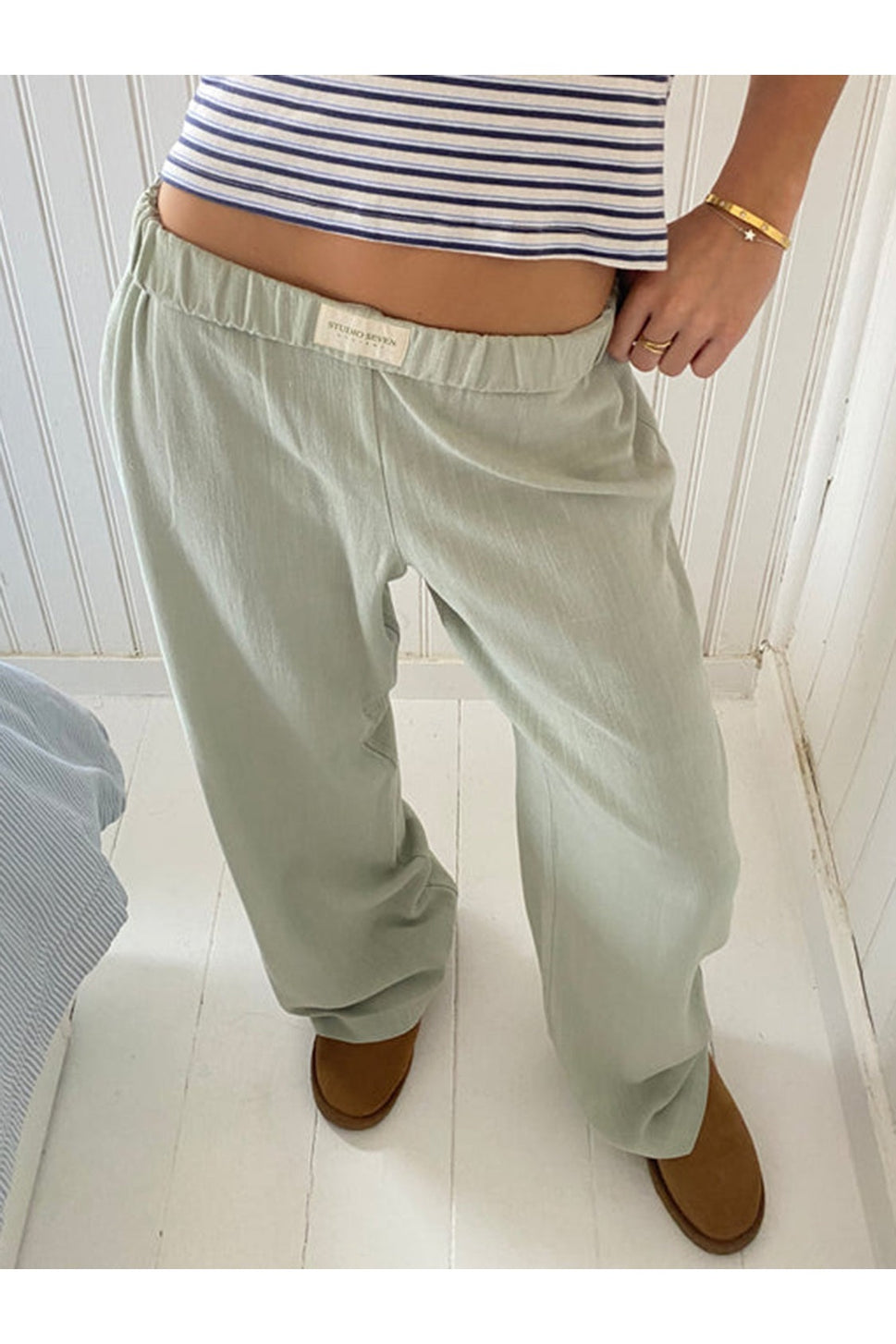 Elastic Waist Wide Leg Pants