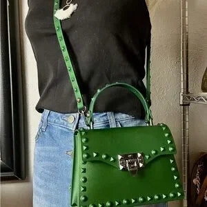 Emperia Studded Jelly Crossbody Green Bag-zoom-2