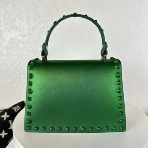 Emperia Studded Jelly Crossbody Green Bag-zoom-