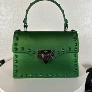 Emperia Studded Jelly Crossbody Green Bag-zoom-