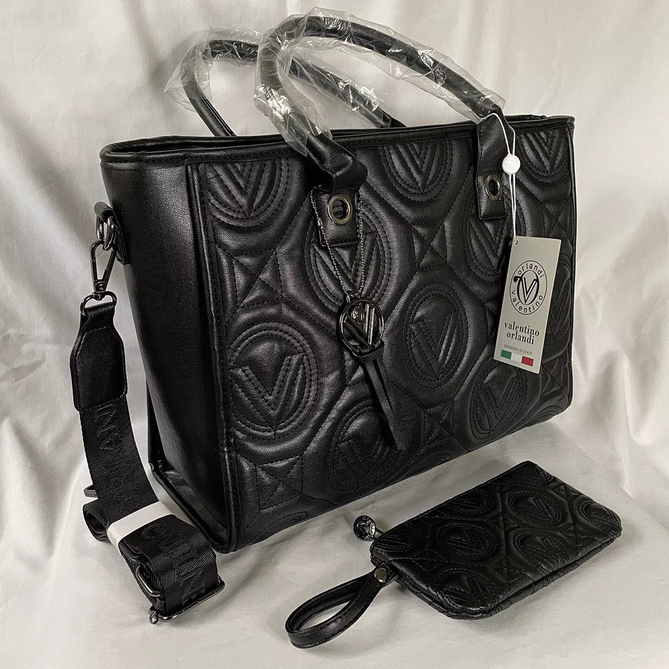 Extra Large Black Quilted Tote Bag