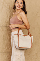 Switch Fame Beach Chic Faux Leather Trim Tote Bag in Ochre 3 image