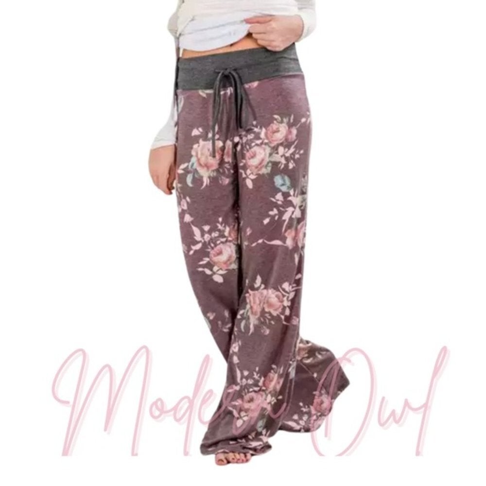 Floral drawstring lounge pants