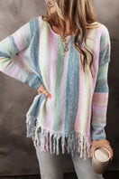 Switch Fringe Color Block Round Neck Sweater 3 image