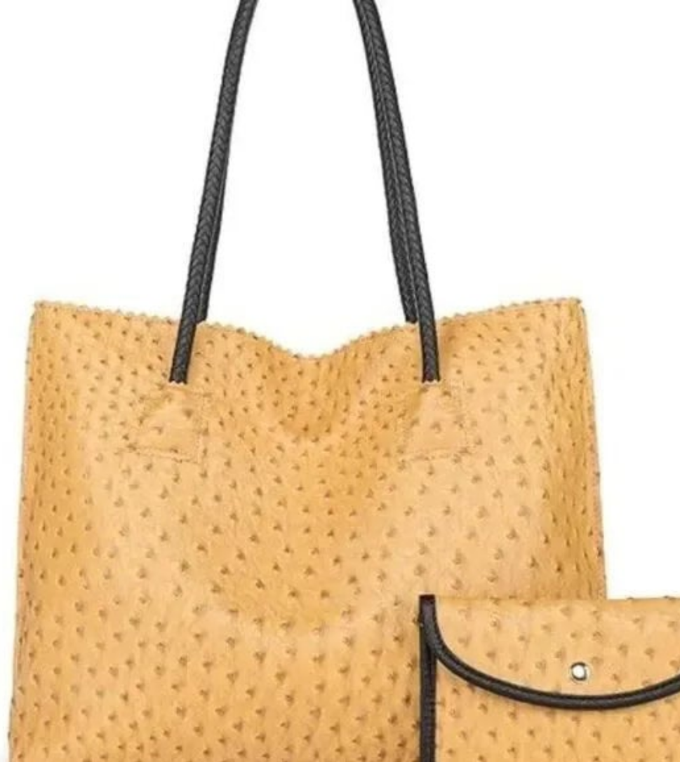 Yellow Ostrich Shoulder Bag/Tote