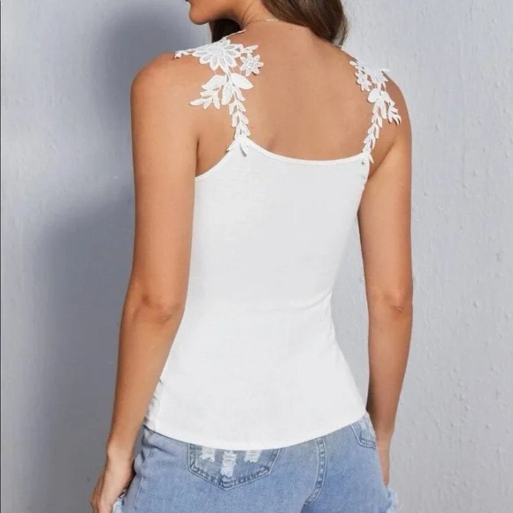 Camisole-Top mit Spitzen-Blumen-Design