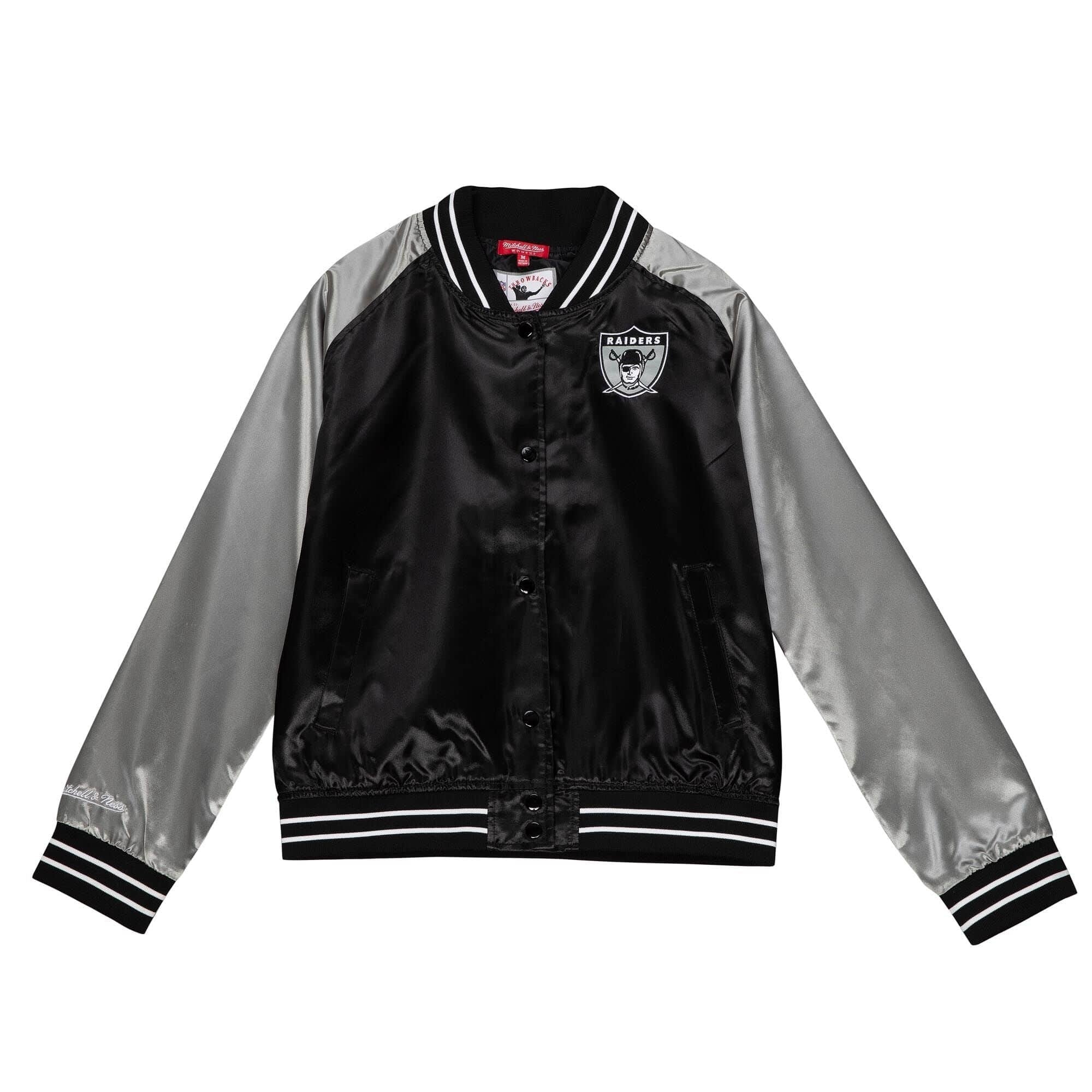 Las Vegas Raiders Women's Small Mitchell & Ness Satin Jacket Black-zoom-2
