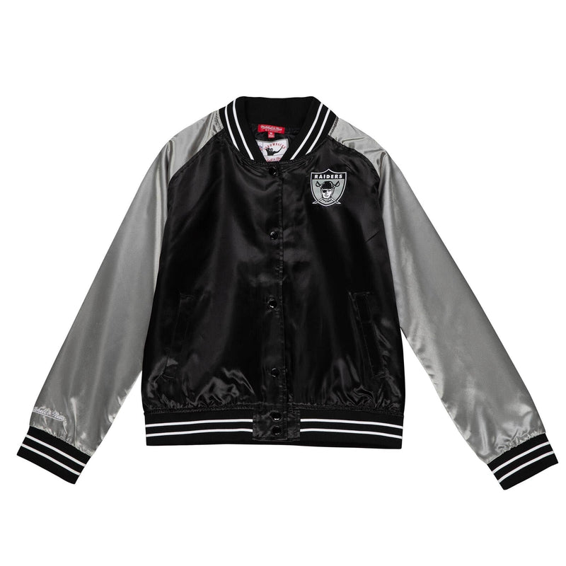 Las Vegas Raiders Women's Small Mitchell & Ness Satin Jacket Black-zoom-