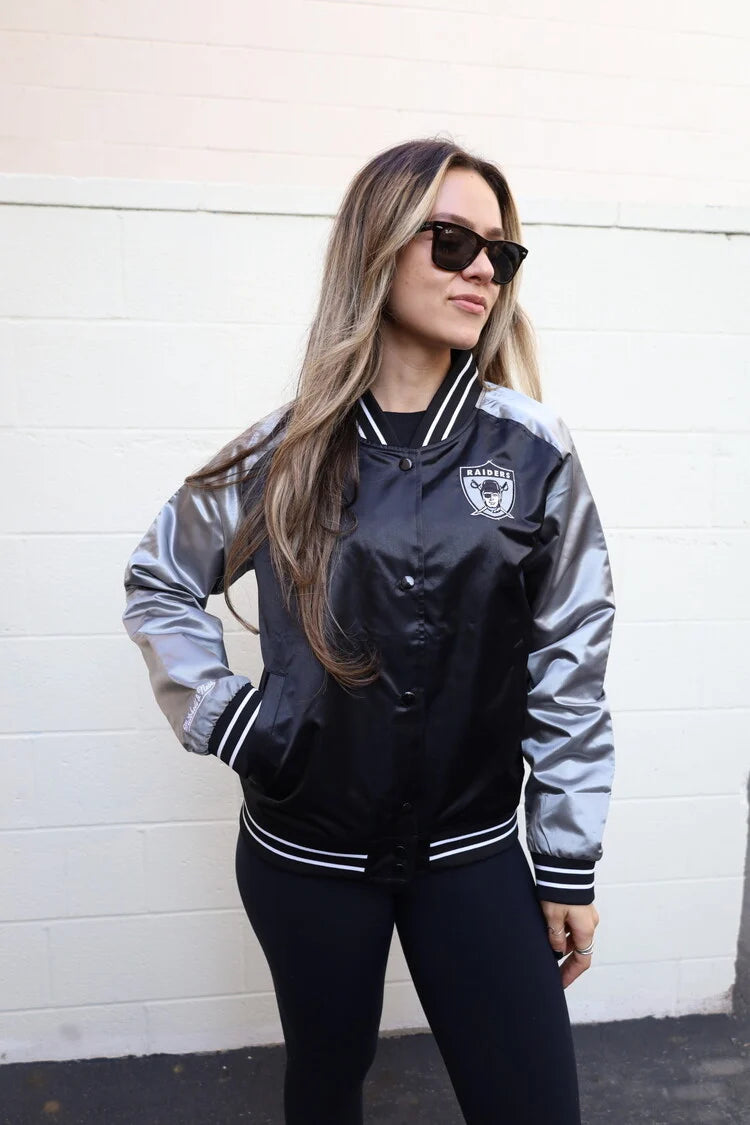 Las Vegas Raiders Women's Small Mitchell & Ness Satin Jacket Black