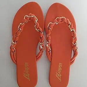 Liliana Women's Orange and Gold Rope Tie Sandals