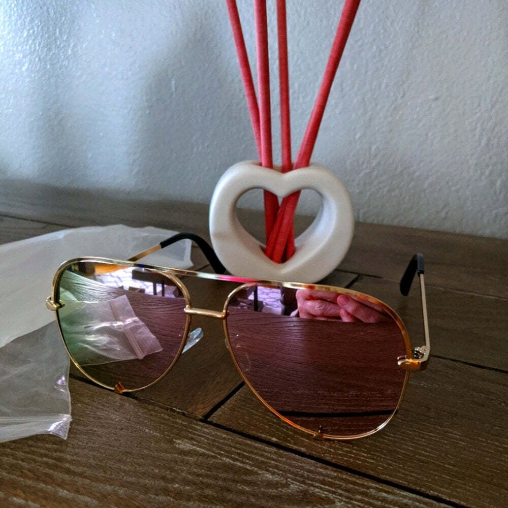 Mirrored Rose Color Sun Glasses