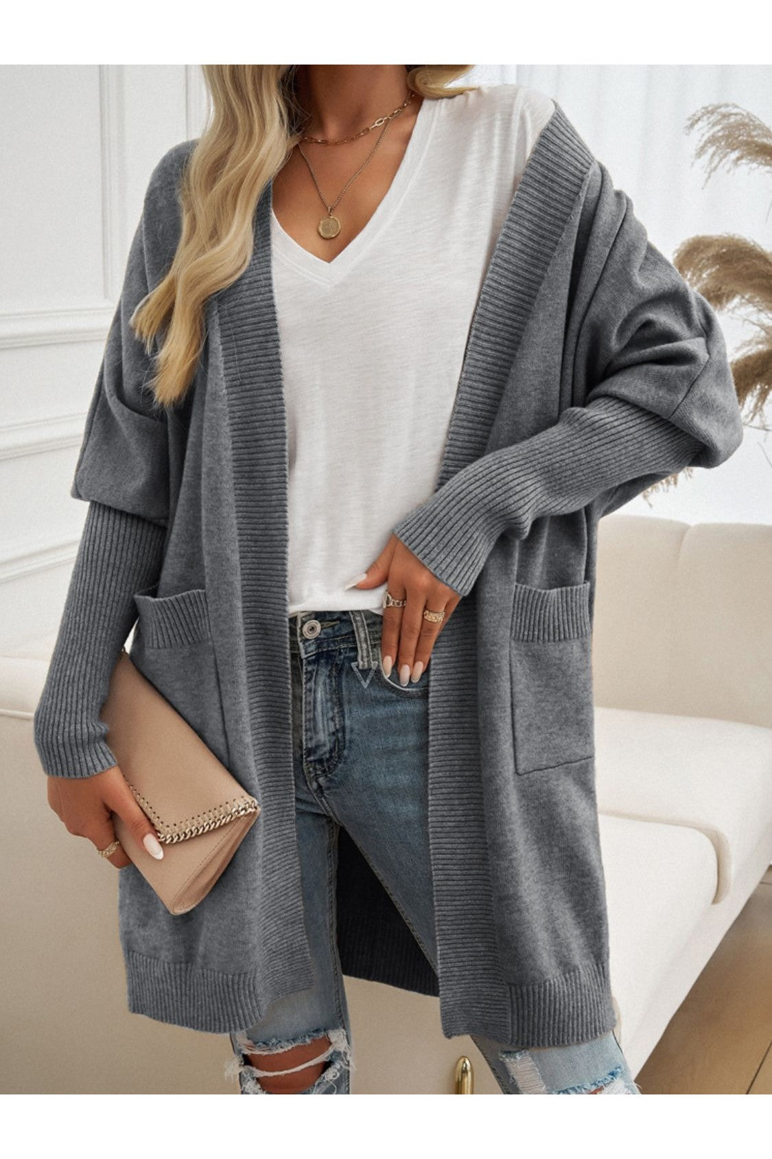 Open Front Long Sleeve Cardigan