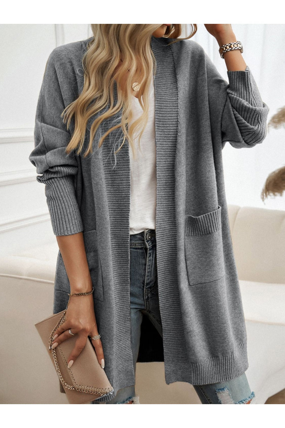 Open Front Long Sleeve Cardigan