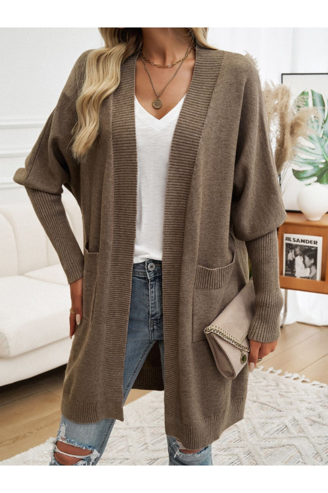 Open Front Long Sleeve Cardigan