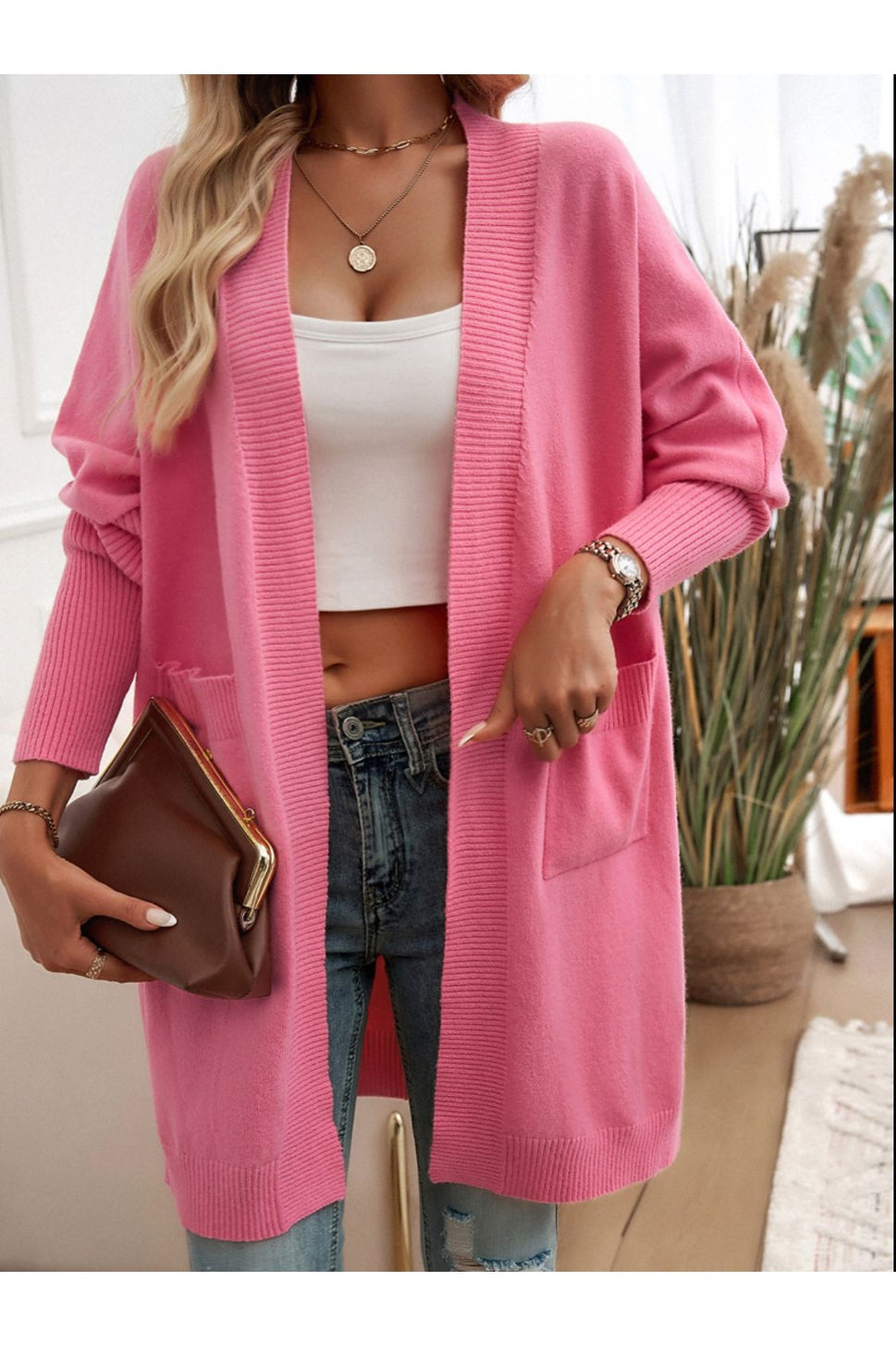 Open Front Long Sleeve Cardigan