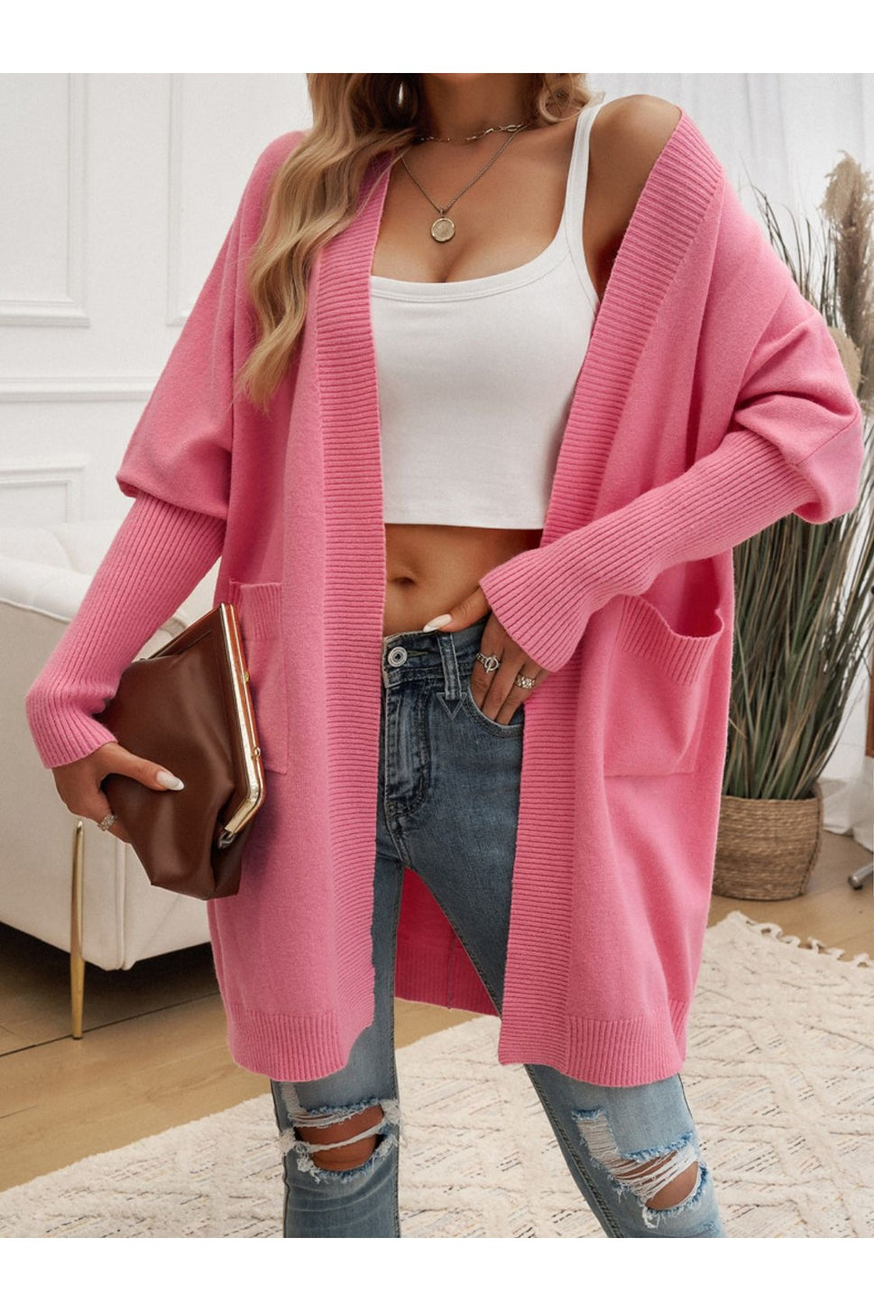 Open Front Long Sleeve Cardigan