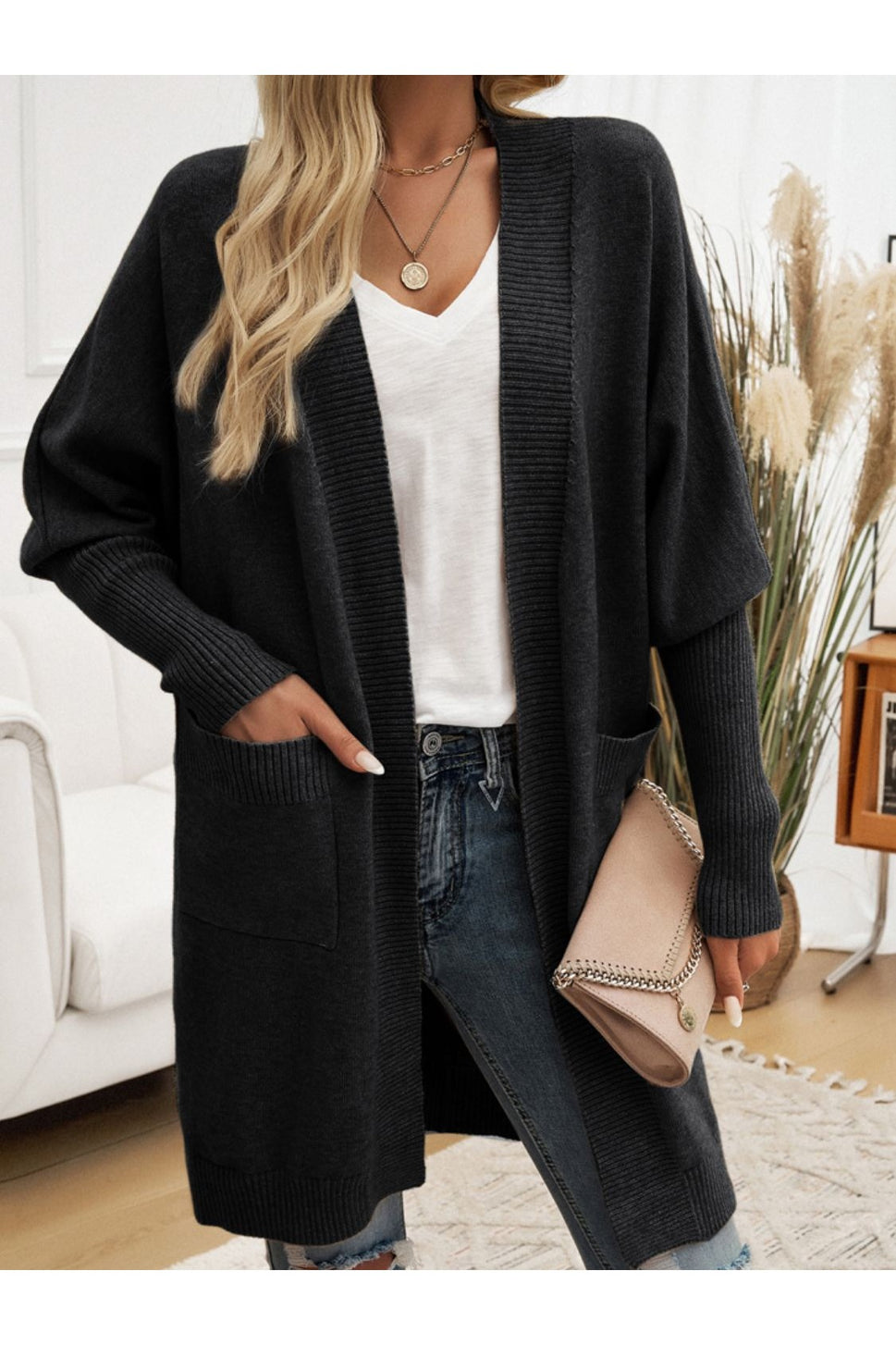 Open Front Long Sleeve Cardigan