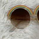 Switch Oversized Rainbow Retro Sunnies Sunglasses Brown Tan Tinted Lens Gold 2 image