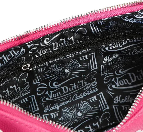 Von Dutch Classic Hot Pink and White Shoulder Bag
