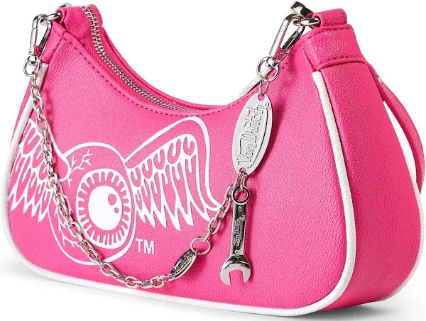 Von Dutch Classic Hot Pink and White Shoulder Bag