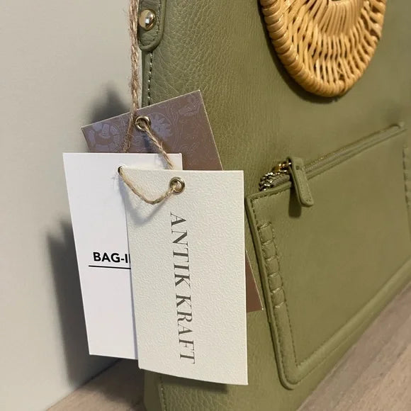 Pistachio Green Vegan Leather Crossbody Bag