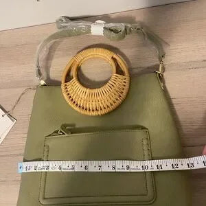 Pistachio Green Vegan Leather Crossbody Bag