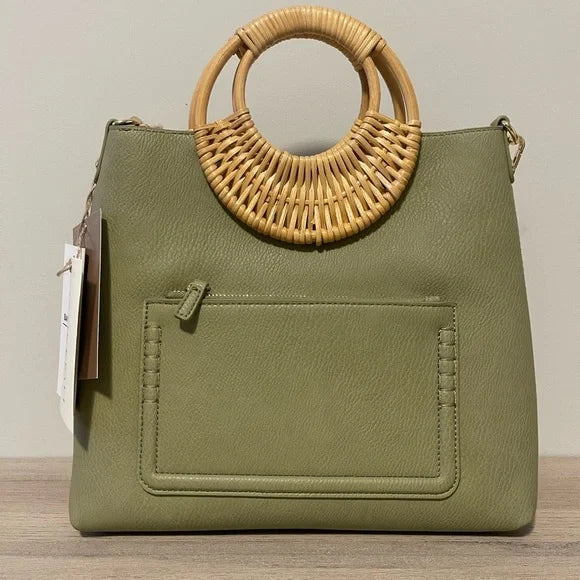 Pistachio Green Vegan Leather Crossbody Bag