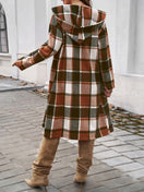 Switch Plaid Long Sleeve Hooded Coat 2 image