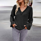 Switch Popcorn Texture Black V-Neck Top 1 image