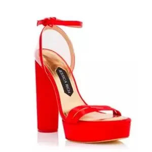 Red Satin Platform Sandals