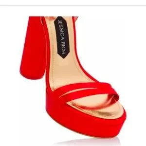 Red Satin Platform Sandals