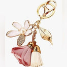 Switch Rhinestone and Roses Purse Charm with Tassel 2 image