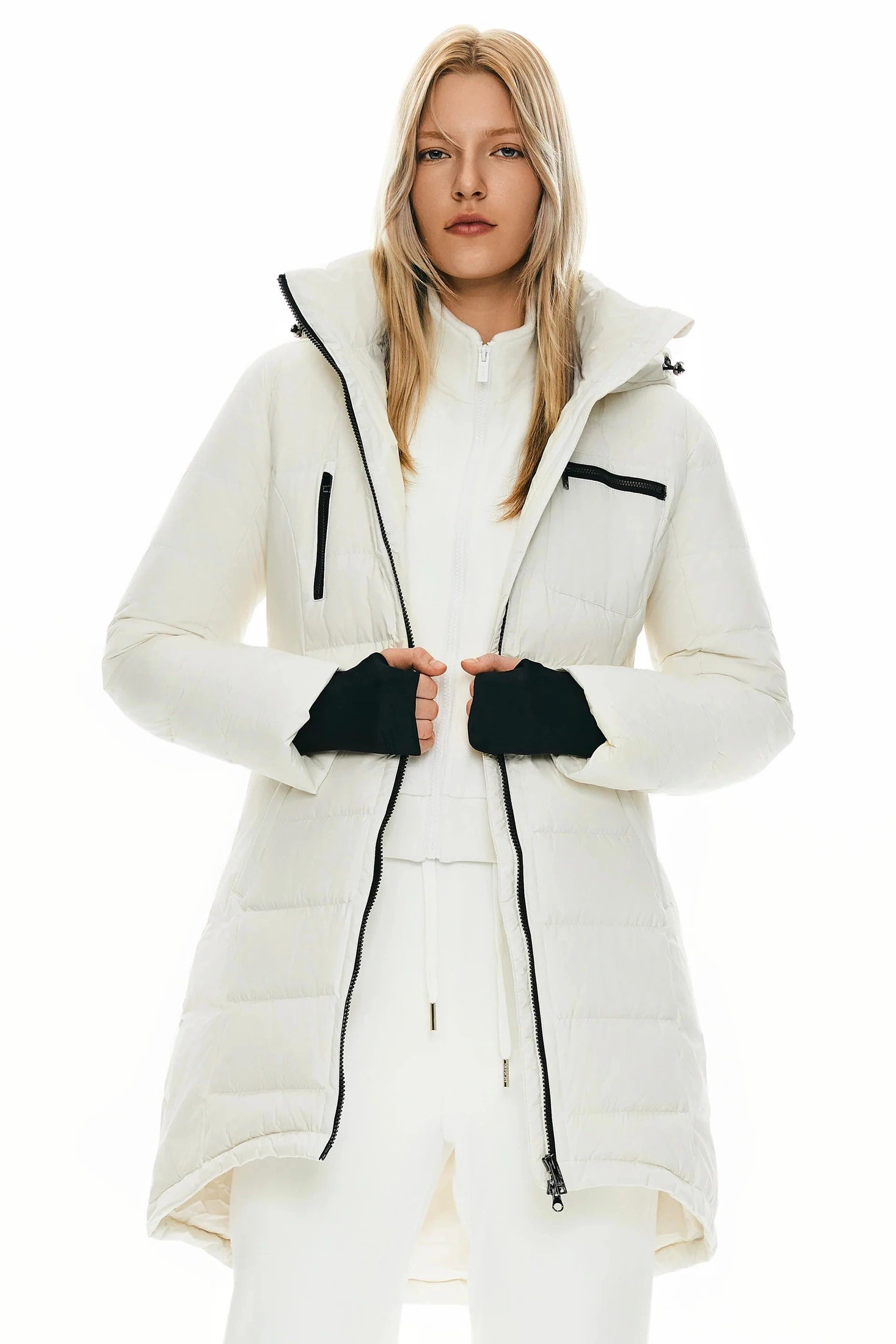 Slant Pocket Zip up Puffer Down Coat