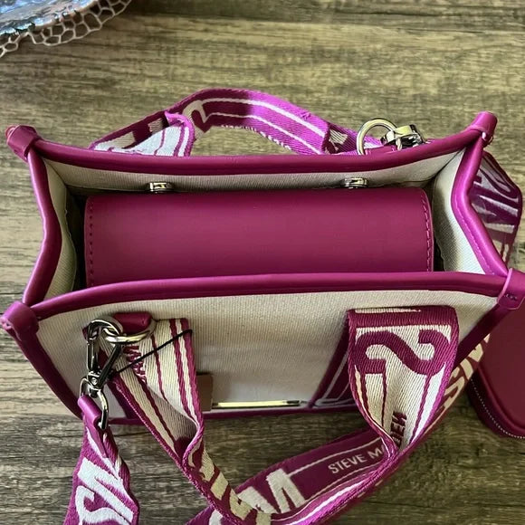 Steve Madden Canvas Satchel Dark Fuchsia-zoom-