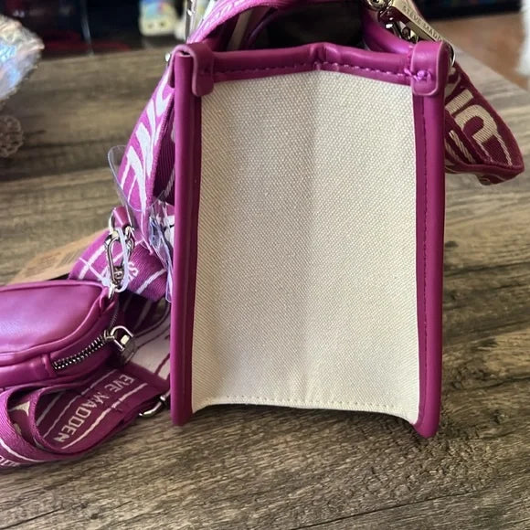 Steve Madden Canvas Satchel Dark Fuchsia-zoom-