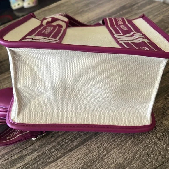 Steve Madden Canvas Satchel Dark Fuchsia-zoom-