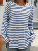 Switch Striped Round Neck Long Sleeve T-Shirt 3 image