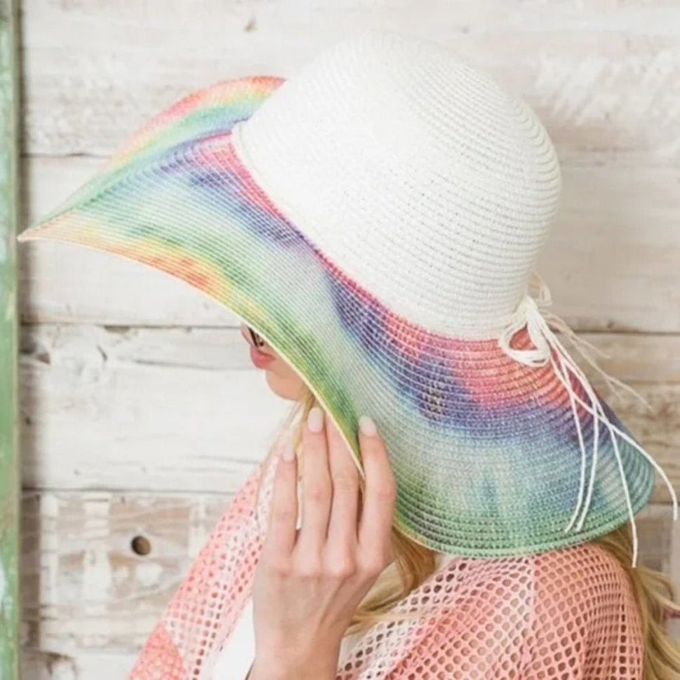 Stunning Seaside Tie Dye Floppy Beach Hat