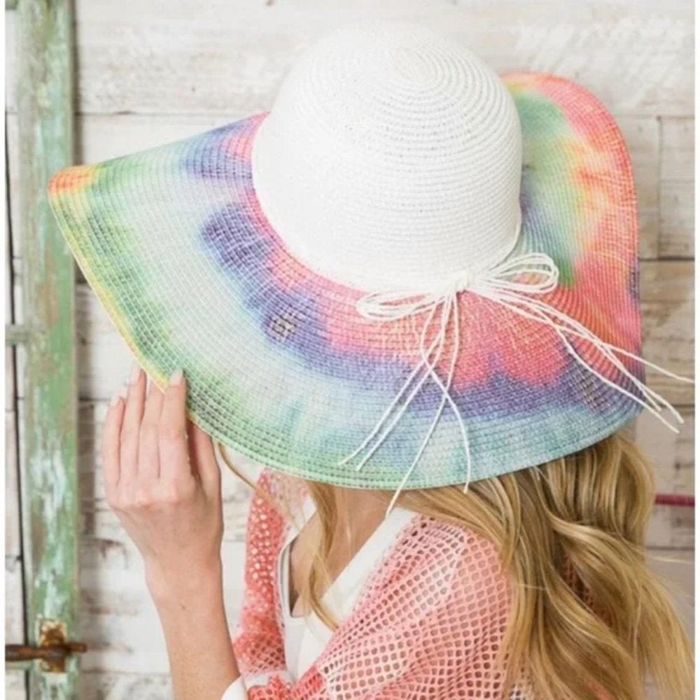 Stunning Seaside Tie Dye Floppy Beach Hat