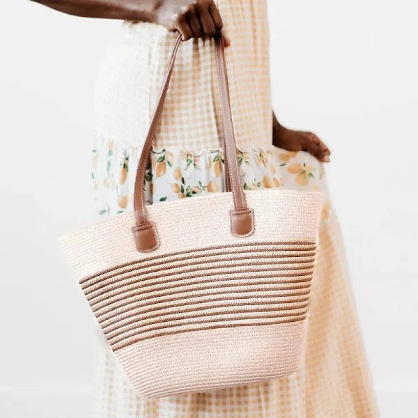 Tahiti Tote Straw Beach Bag-Cream