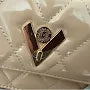 Taupe Quilted Bag with V Lock