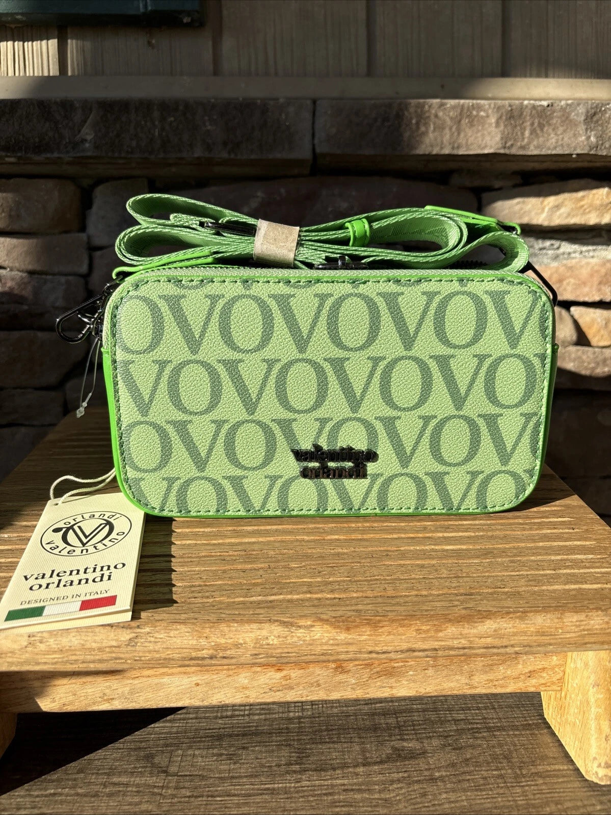Valentino Orlandi Green Crossbody Shoulder Strap 2 Zipper Close