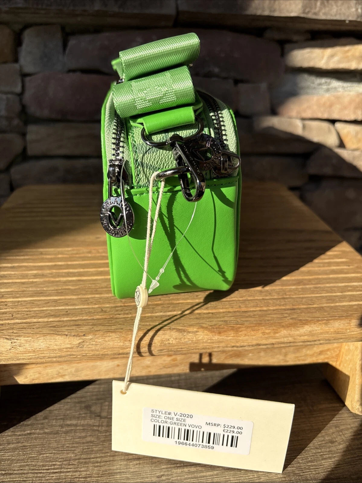 Valentino Orlandi Green Crossbody Shoulder Strap 2 Zipper Close