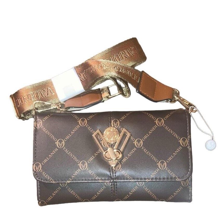 Brown Bronze Crossbody Logo Purse