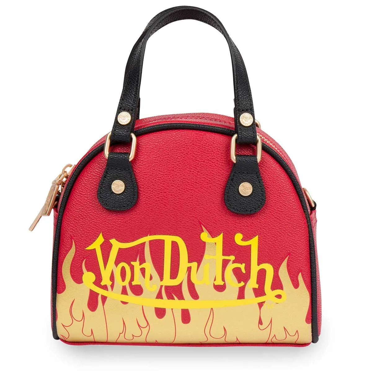 Von Dutch City of Angels Red/Gold with Black trim Small Bowling Bag-zoom-1