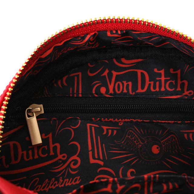 Von Dutch City of Angels Red/Gold with Black trim Small Bowling Bag-zoom-