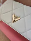 White Diamond Quilted Gold Tone Hardware Crossover Handbag