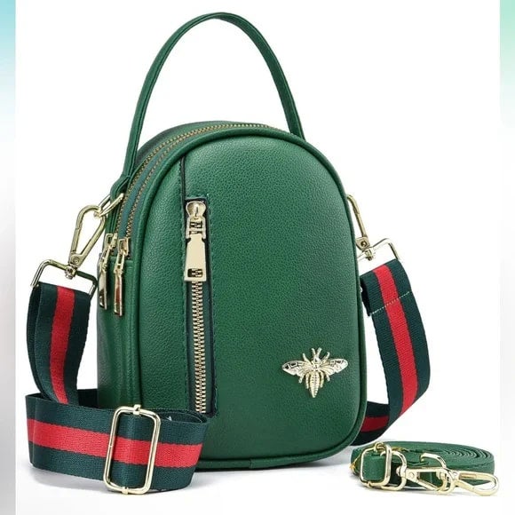 Women's Bee Vegan Leather Crossbody Bag Green