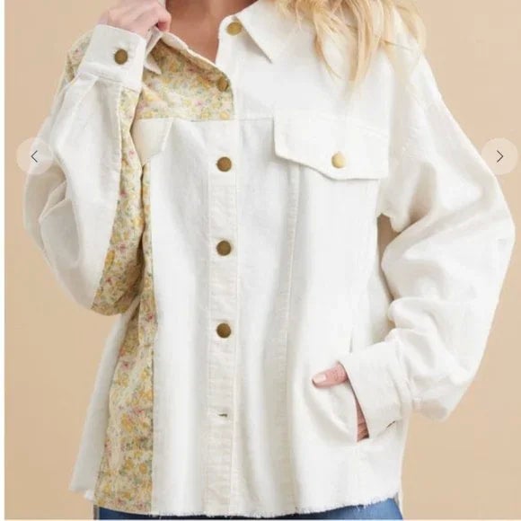 Women's Color block Flower Button Up Jacket