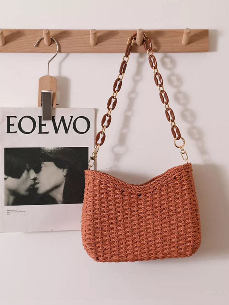 Woven Straw Shoulder Bag-zoom-